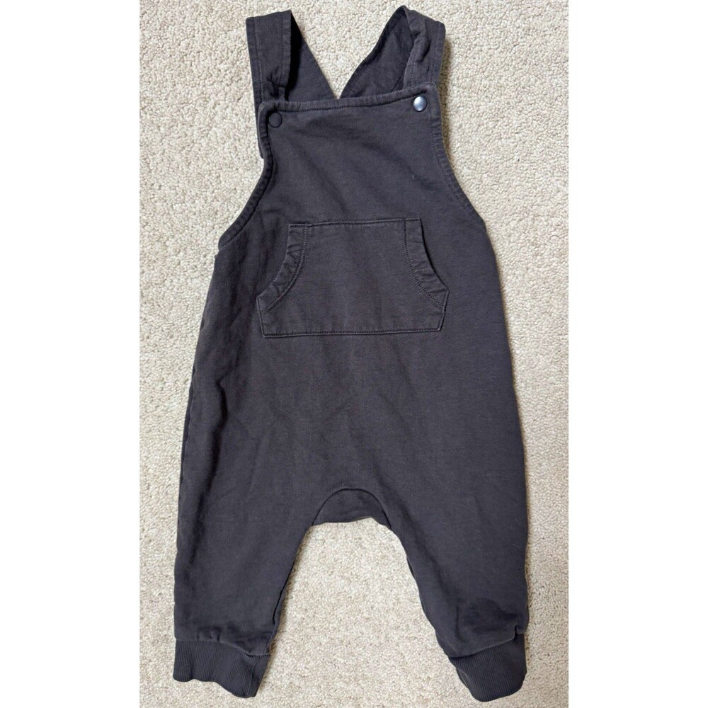 H&M Baby Unisex 6-9M Gray Solid 100% Cotton Knit Sleeveless Overall One-Piece